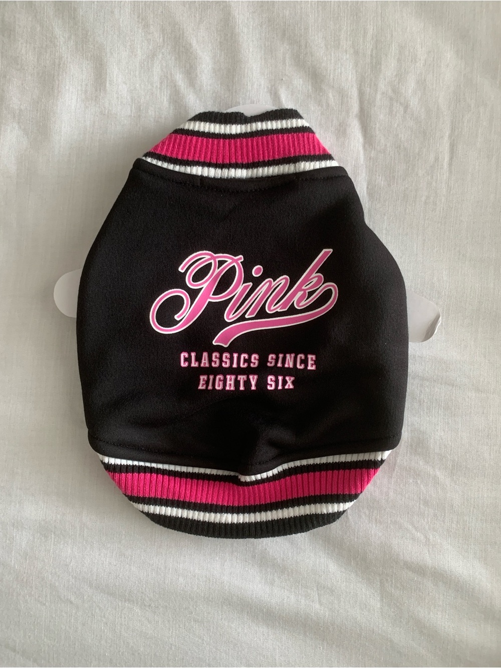 Victoria's Secret PINK Pup Pet Varsity Jacket Black Pink XS NWT Dog